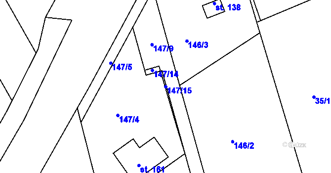 Parcela st. 147/15 v KÚ Kotojedy, Katastrální mapa