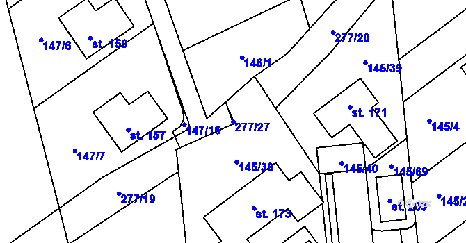 Parcela st. 277/27 v KÚ Kotojedy, Katastrální mapa