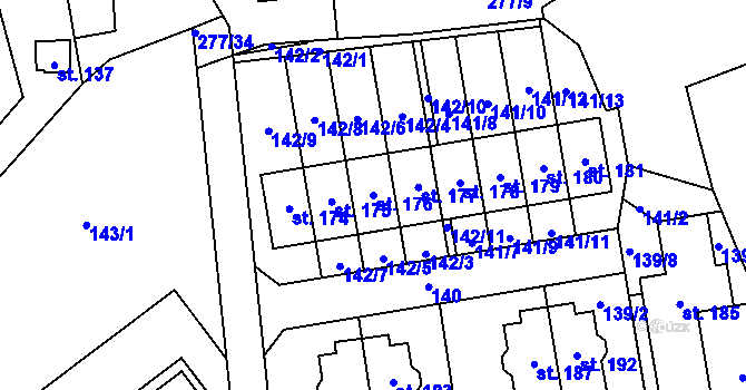 Parcela st. 176 v KÚ Kotojedy, Katastrální mapa