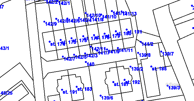 Parcela st. 141/7 v KÚ Kotojedy, Katastrální mapa