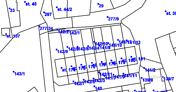 Parcela st. 142/4 v KÚ Kotojedy, Katastrální mapa