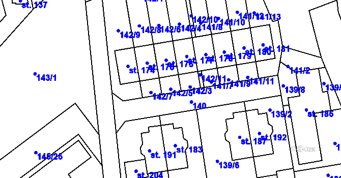 Parcela st. 142/5 v KÚ Kotojedy, Katastrální mapa