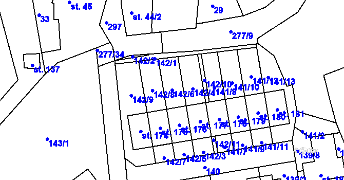 Parcela st. 142/6 v KÚ Kotojedy, Katastrální mapa