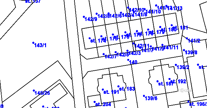 Parcela st. 142/7 v KÚ Kotojedy, Katastrální mapa