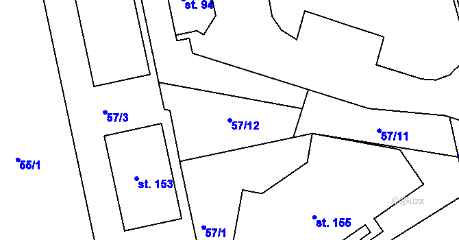 Parcela st. 57/12 v KÚ Kotojedy, Katastrální mapa