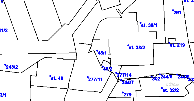 Parcela st. 45/1 v KÚ Kotojedy, Katastrální mapa