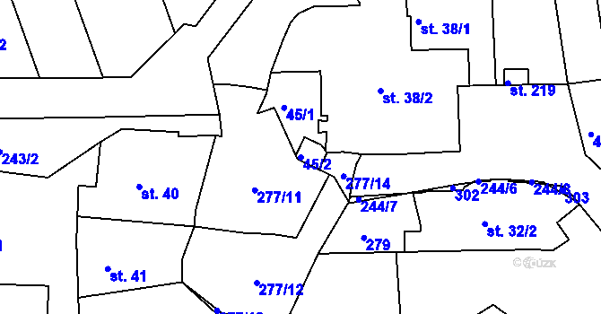 Parcela st. 45/2 v KÚ Kotojedy, Katastrální mapa