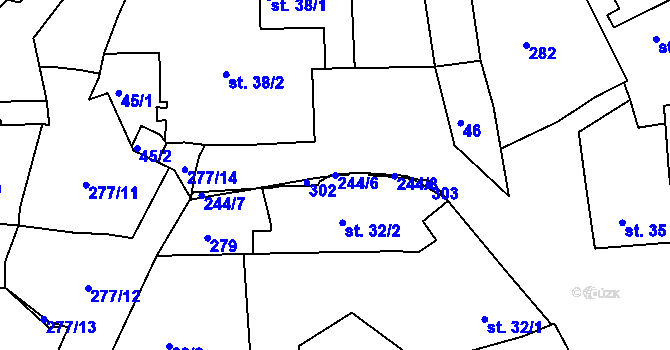 Parcela st. 244/6 v KÚ Kotojedy, Katastrální mapa