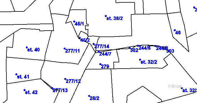 Parcela st. 244/7 v KÚ Kotojedy, Katastrální mapa