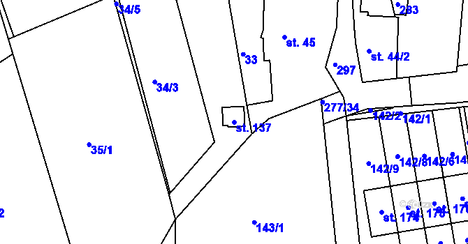Parcela st. 137 v KÚ Kotojedy, Katastrální mapa