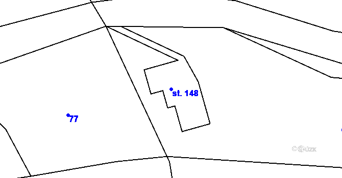 Parcela st. 148 v KÚ Dolní Světlá pod Luží, Katastrální mapa