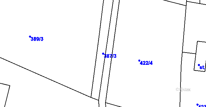Parcela st. 387/3 v KÚ Horní Světlá pod Luží, Katastrální mapa