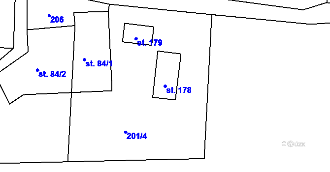 Parcela st. 178 v KÚ Horní Světlá pod Luží, Katastrální mapa