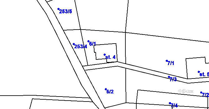 Parcela st. 4 v KÚ Horní Světlá pod Luží, Katastrální mapa