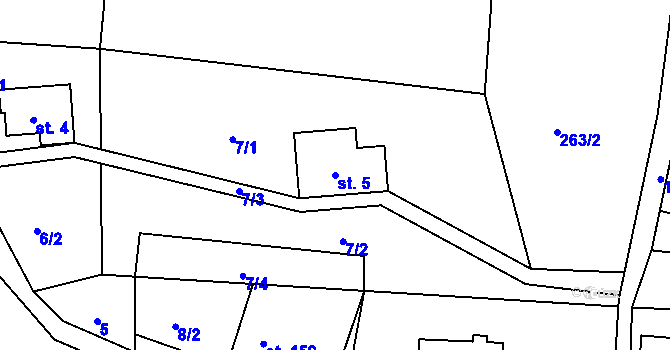 Parcela st. 5 v KÚ Horní Světlá pod Luží, Katastrální mapa