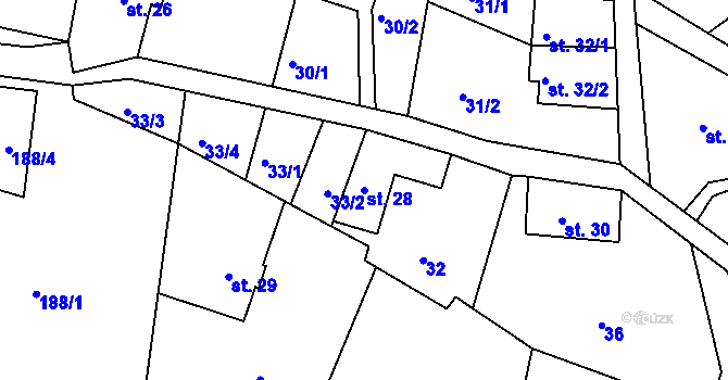 Parcela st. 28 v KÚ Horní Světlá pod Luží, Katastrální mapa