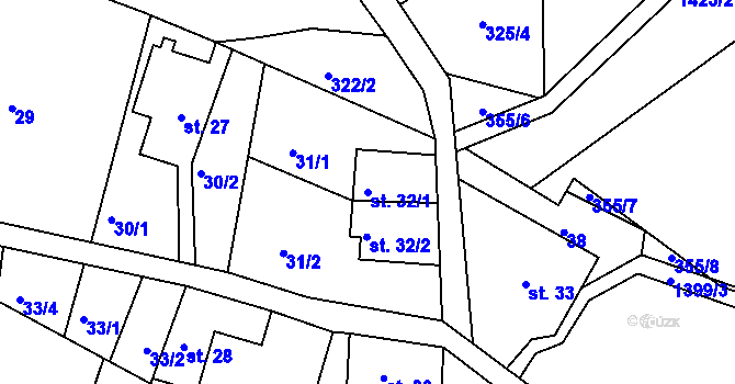 Parcela st. 32/1 v KÚ Horní Světlá pod Luží, Katastrální mapa