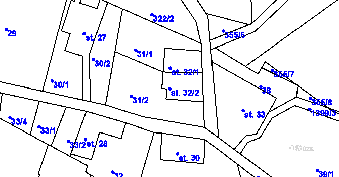Parcela st. 32/2 v KÚ Horní Světlá pod Luží, Katastrální mapa