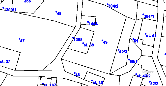 Parcela st. 39 v KÚ Horní Světlá pod Luží, Katastrální mapa