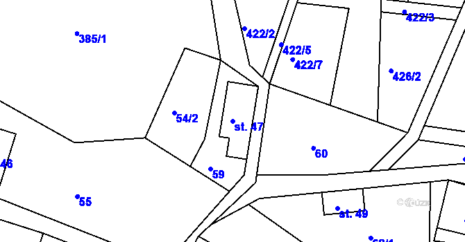 Parcela st. 47 v KÚ Horní Světlá pod Luží, Katastrální mapa