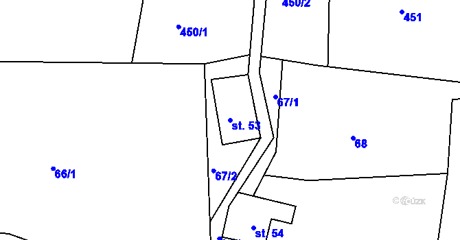 Parcela st. 53 v KÚ Horní Světlá pod Luží, Katastrální mapa