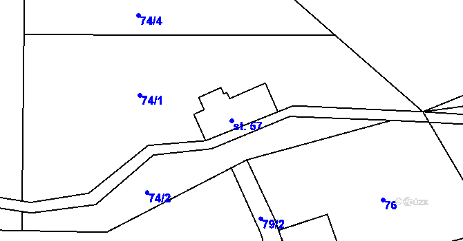 Parcela st. 57 v KÚ Horní Světlá pod Luží, Katastrální mapa