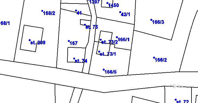 Parcela st. 73/1 v KÚ Horní Světlá pod Luží, Katastrální mapa