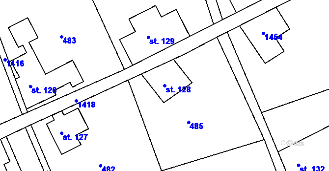 Parcela st. 128 v KÚ Horní Světlá pod Luží, Katastrální mapa