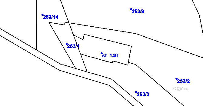 Parcela st. 140 v KÚ Horní Světlá pod Luží, Katastrální mapa