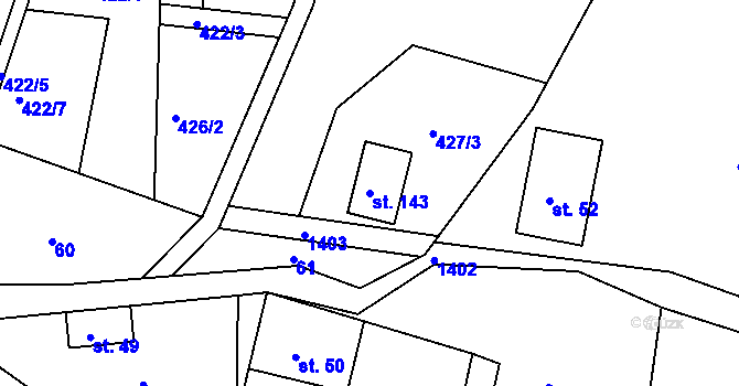 Parcela st. 143 v KÚ Horní Světlá pod Luží, Katastrální mapa
