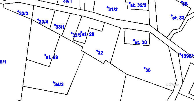 Parcela st. 32 v KÚ Horní Světlá pod Luží, Katastrální mapa