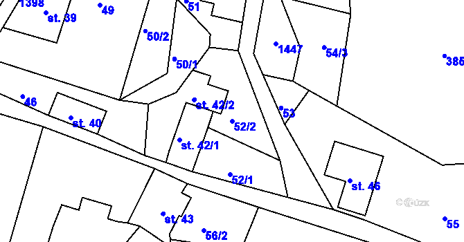 Parcela st. 52/2 v KÚ Horní Světlá pod Luží, Katastrální mapa