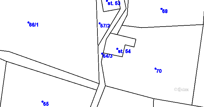 Parcela st. 64/3 v KÚ Horní Světlá pod Luží, Katastrální mapa