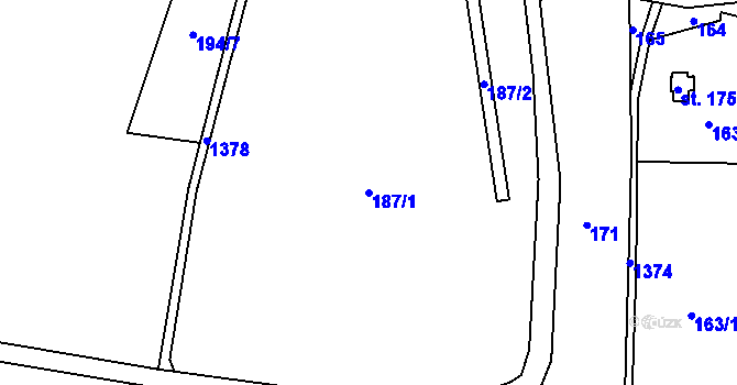 Parcela st. 187/1 v KÚ Horní Světlá pod Luží, Katastrální mapa