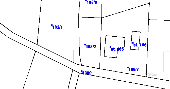 Parcela st. 188/2 v KÚ Horní Světlá pod Luží, Katastrální mapa