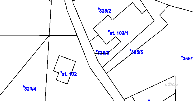 Parcela st. 325/3 v KÚ Horní Světlá pod Luží, Katastrální mapa