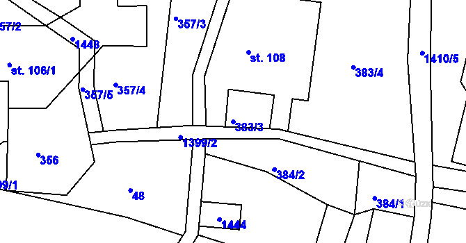Parcela st. 383/3 v KÚ Horní Světlá pod Luží, Katastrální mapa