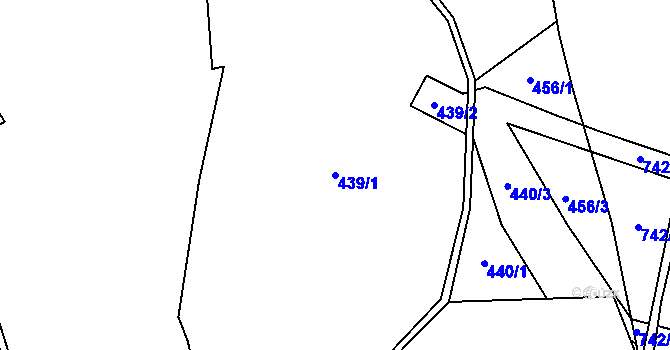 Parcela st. 439/1 v KÚ Horní Světlá pod Luží, Katastrální mapa