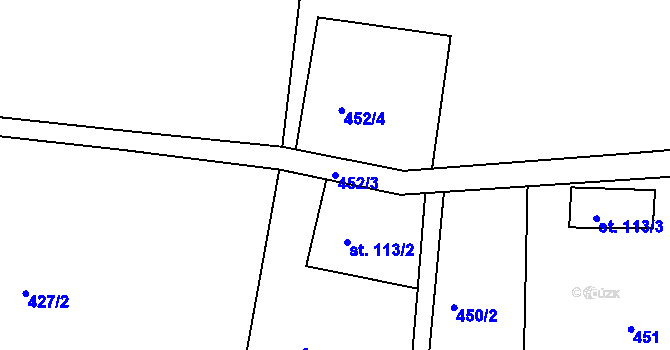 Parcela st. 452/3 v KÚ Horní Světlá pod Luží, Katastrální mapa
