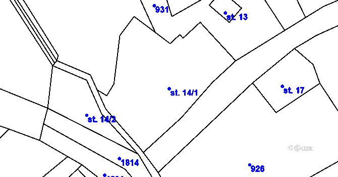 Parcela st. 14/1 v KÚ Krompach, Katastrální mapa