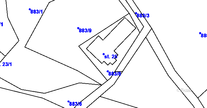 Parcela st. 25 v KÚ Krompach, Katastrální mapa