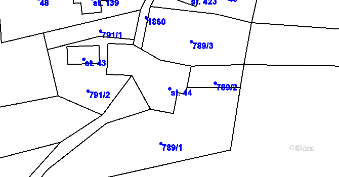 Parcela st. 44 v KÚ Krompach, Katastrální mapa