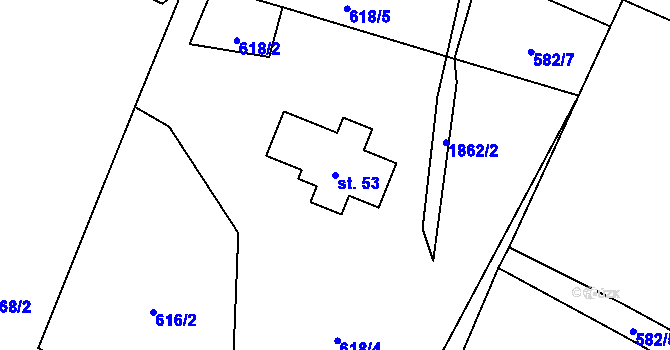 Parcela st. 53 v KÚ Krompach, Katastrální mapa