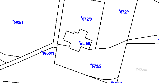 Parcela st. 56 v KÚ Krompach, Katastrální mapa