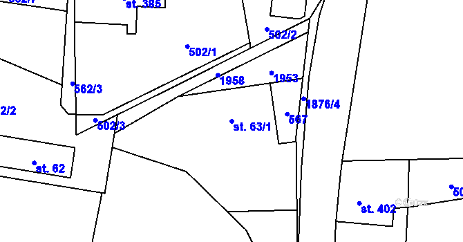 Parcela st. 63/1 v KÚ Krompach, Katastrální mapa