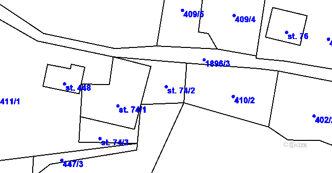 Parcela st. 74/2 v KÚ Krompach, Katastrální mapa
