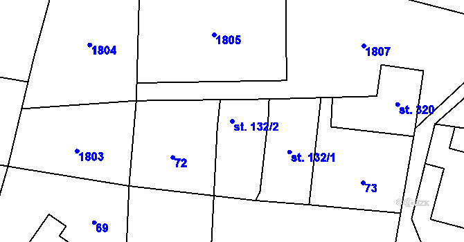 Parcela st. 132/2 v KÚ Krompach, Katastrální mapa
