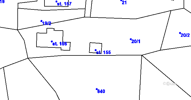 Parcela st. 155 v KÚ Krompach, Katastrální mapa