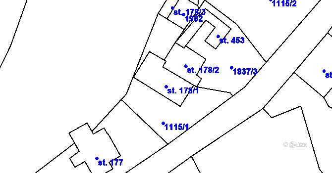 Parcela st. 178/1 v KÚ Krompach, Katastrální mapa