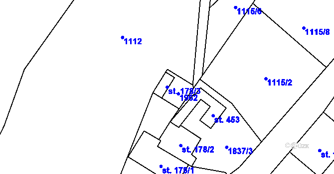 Parcela st. 178/3 v KÚ Krompach, Katastrální mapa